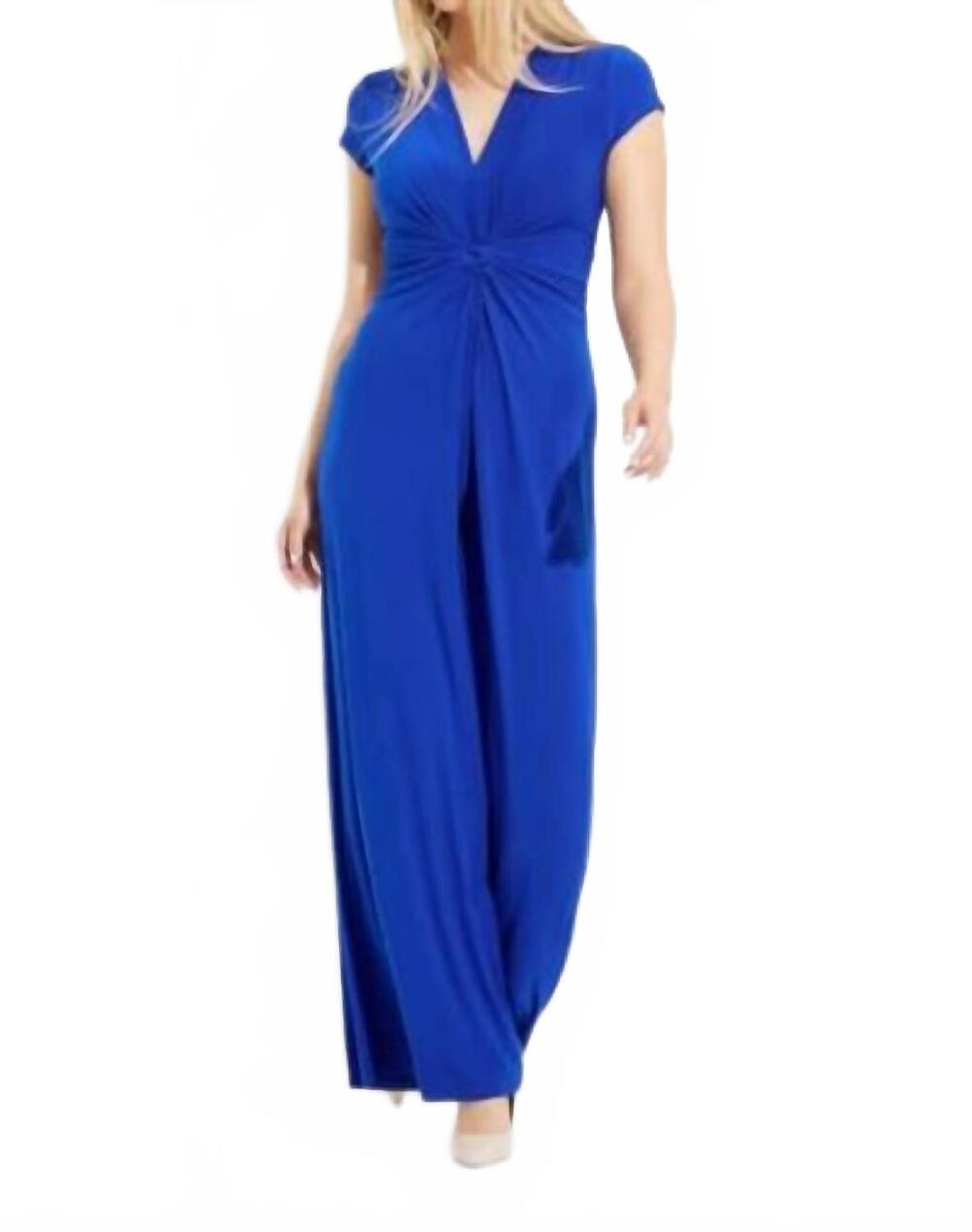 NEW JOSEPH RIBKOFF short sleeve v neck jumpsuit in royal sapphire